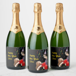 Étiquettes Pour Bouteilles De Vin Mousseux Happy New Year's Dancing