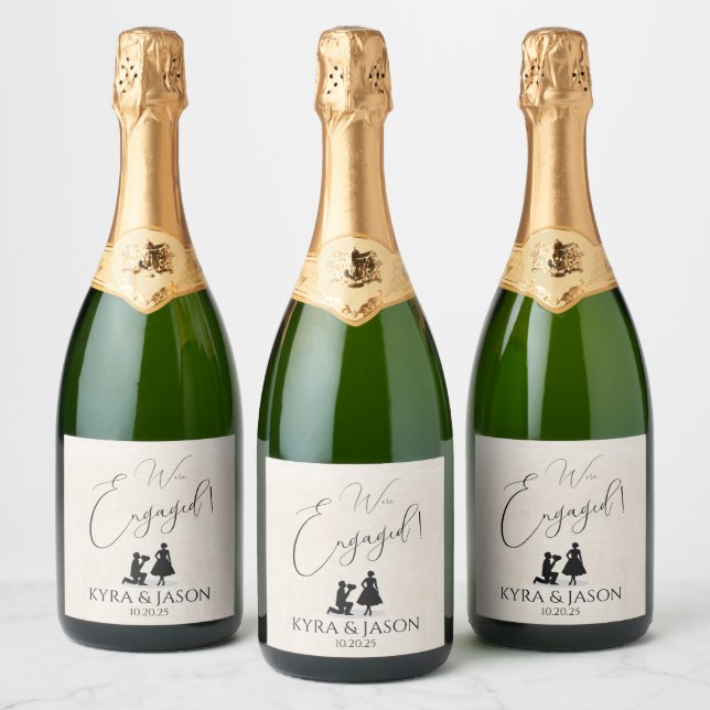 Étiquettes Pour Bouteilles De Vin Mousseux Heureux Fiançailles (Bouteilles)