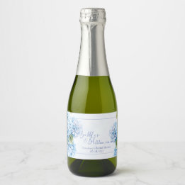 Étiquettes Pour Bouteilles De Vin Mousseux Hydrangea Bleu Quelque Chose De Bleu Baby Shower