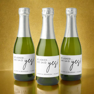Étiquettes Pour Bouteilles De Vin Mousseux Il a demandé Elle a dit Oui Parti Engagement Faveu