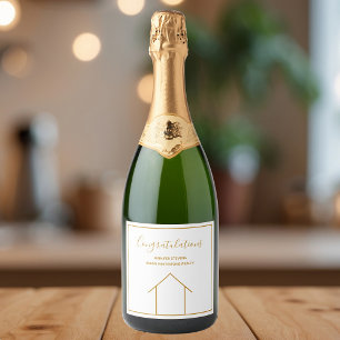 Étiquettes Pour Bouteilles De Vin Mousseux Immobilier Société Maison de chauffage Félicitatio