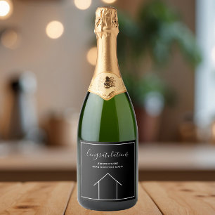 Étiquettes Pour Bouteilles De Vin Mousseux Immobilier Société Personnalisé Ménage Cadeau
