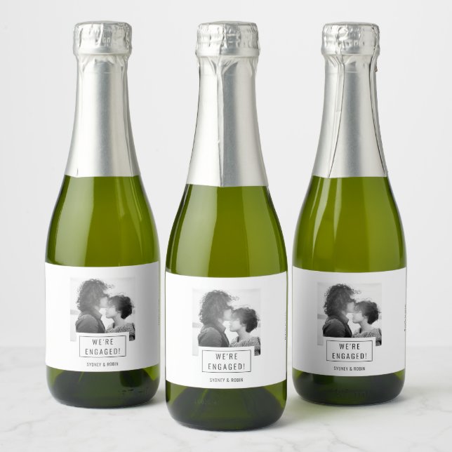 Étiquettes Pour Bouteilles De Vin Mousseux Insigne photo | FIANÇAILLES | Mini Laboratoire Vin (Bouteilles)