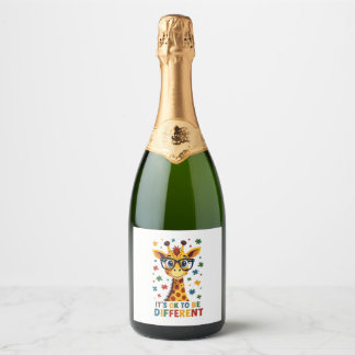 Étiquettes Pour Bouteilles De Vin Mousseux It's Ok To Be Different Giraffe Autism Awareness B