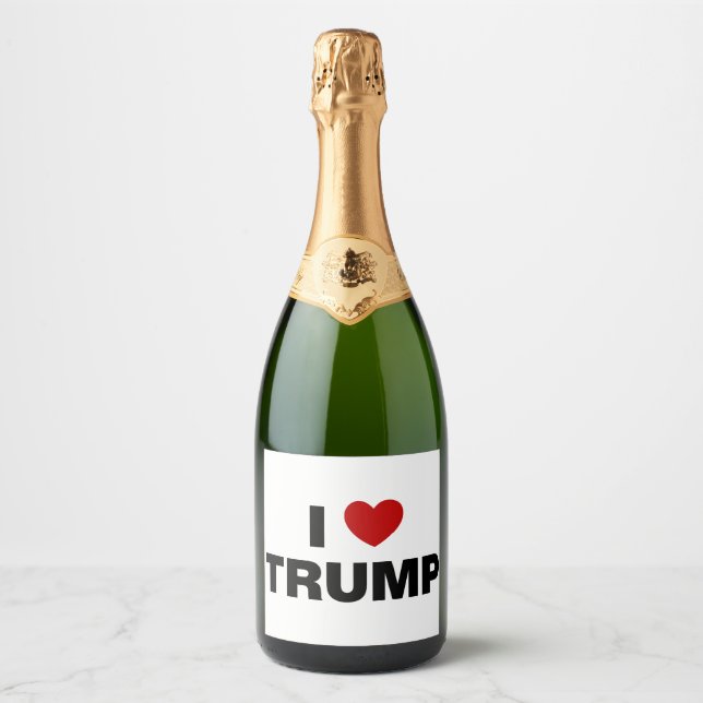 Étiquettes Pour Bouteilles De Vin Mousseux J'aime Trump (Devant)