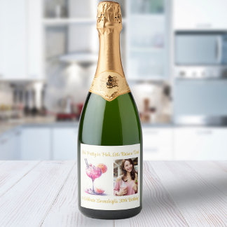 Étiquettes Pour Bouteilles De Vin Mousseux Joli en rose thème Cocktail Anniversaire