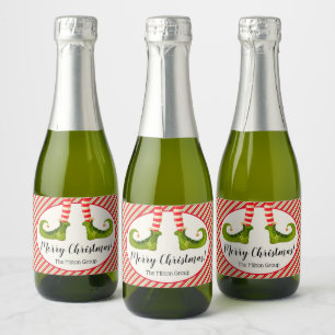 Étiquettes Pour Bouteilles De Vin Mousseux Jolly Christmas Elf Legs