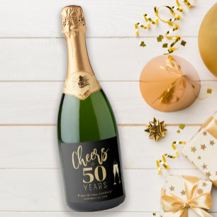 Étiquettes Pour Bouteilles De Vin Mousseux Joyeux 50e anniversaire nom personnalisé acclamati