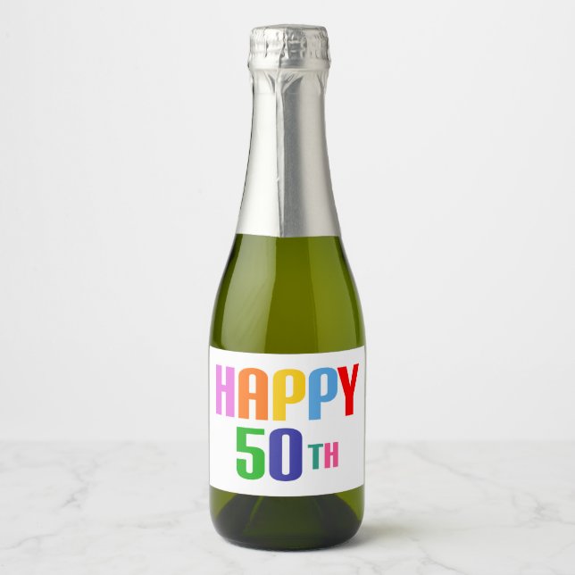 Étiquettes Pour Bouteilles De Vin Mousseux Joyeux 50ème (Devant)