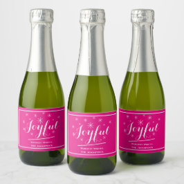 Étiquettes Pour Bouteilles De Vin Mousseux Joyeux cadeau de vacances Nom de script Hot rose M