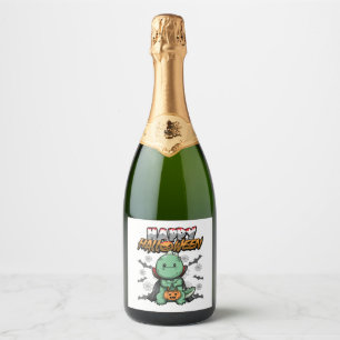 Étiquettes Pour Bouteilles De Vin Mousseux Joyeux Halloween Dragon déguisé