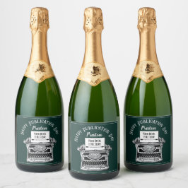 Étiquettes Pour Bouteilles De Vin Mousseux Joyeux Jour de publication Vert personnalisé
