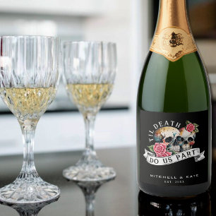 Étiquettes Pour Bouteilles De Vin Mousseux Jusqu'à ce que la mort nous sépare des crânes et d