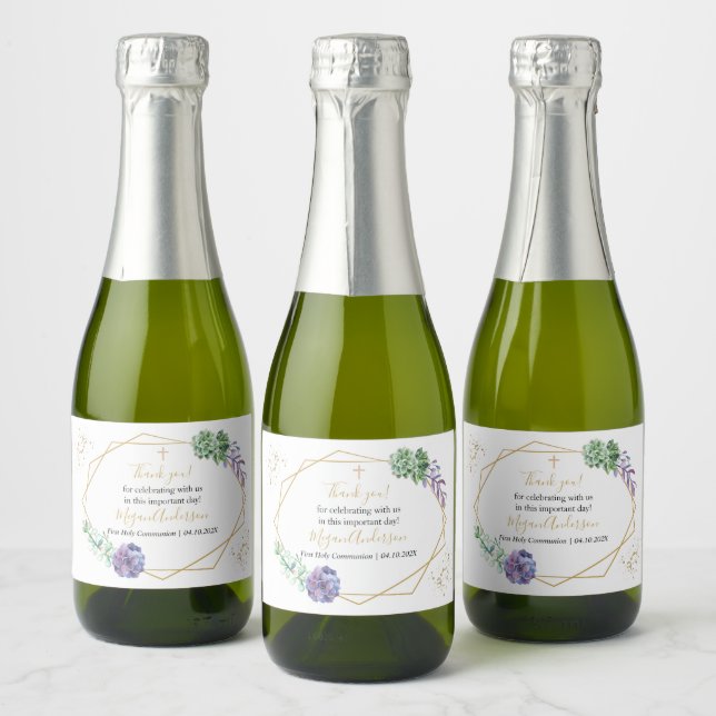 Étiquettes Pour Bouteilles De Vin Mousseux La Première Communion Succulente Favore Le Vin Éti (Bouteilles)