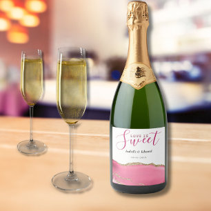 Étiquettes Pour Bouteilles De Vin Mousseux L'Amour Est Un Or Doux Et Pierre D'agate Rose Mari
