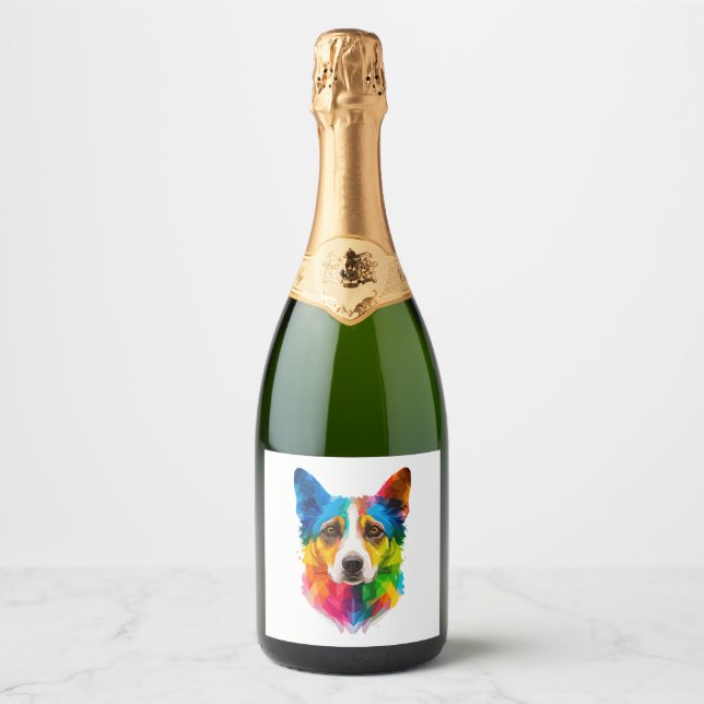 Étiquettes Pour Bouteilles De Vin Mousseux L'artisanat coloré pour chien (Devant)