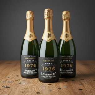 Étiquettes Pour Bouteilles De Vin Mousseux Légende 50e anniversaire Ajoutez votre nom 1976 Vi