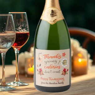 Étiquettes Pour Bouteilles De Vin Mousseux Les calories de Thanksgiving ne comptent pas Brown
