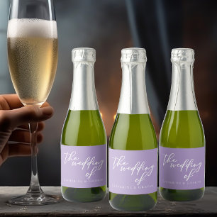 Étiquettes Pour Bouteilles De Vin Mousseux Lilac Mariage violet Mini personnalisé