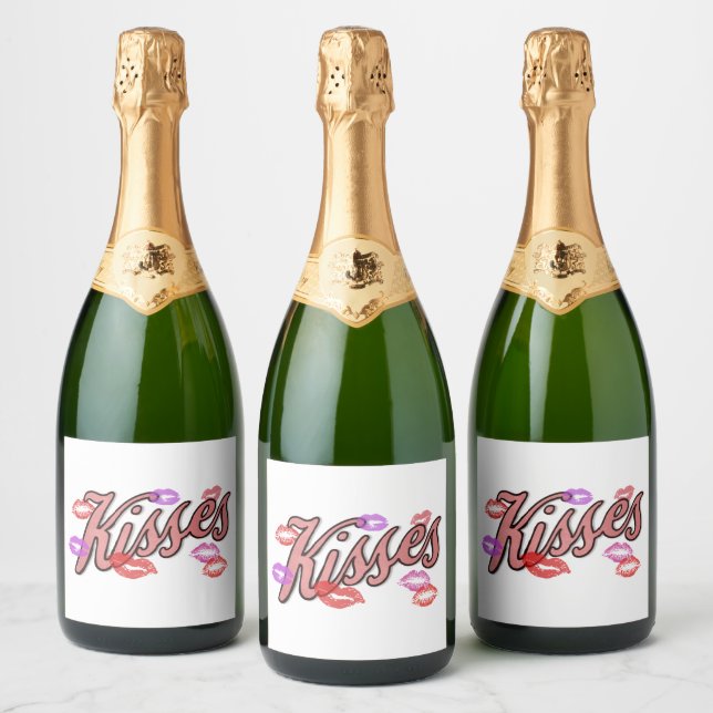 ÉTIQUETTES POUR BOUTEILLES DE VIN MOUSSEUX LIP KISSES (Bouteilles)