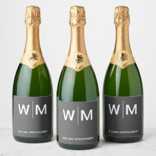 Étiquettes Pour Bouteilles De Vin Mousseux Logo de marque noire Entreprise