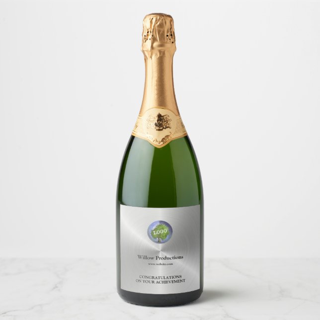 Étiquettes Pour Bouteilles De Vin Mousseux Logo d'entreprise promotionnel Entreprise Argent (Devant)