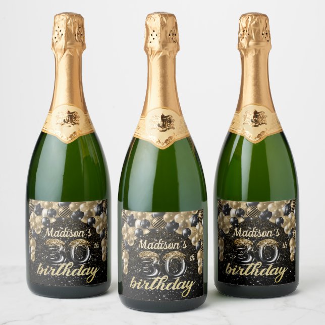Étiquettes Pour Bouteilles De Vin Mousseux Luxe Personnalisé 30e anniversaire (Bouteilles)