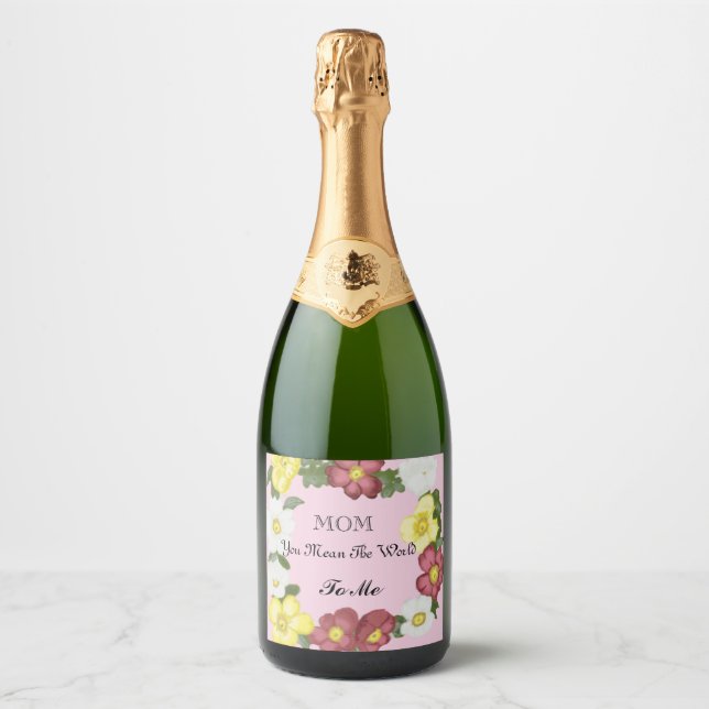 Étiquettes Pour Bouteilles De Vin Mousseux Magnifique Rose sauvage modifiable (Devant)