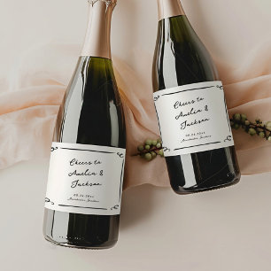 Étiquettes Pour Bouteilles De Vin Mousseux Mariage à main fantaisiste