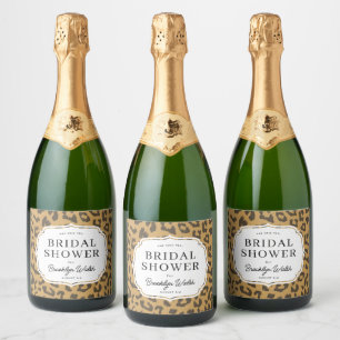 Étiquettes Pour Bouteilles De Vin Mousseux Mariage Animalier Brun Naturel