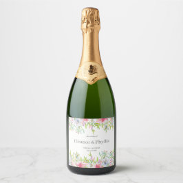 Étiquettes Pour Bouteilles De Vin Mousseux Mariage Aquarelle Lilies