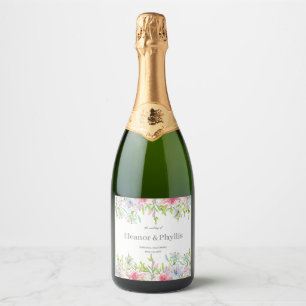 Étiquettes Pour Bouteilles De Vin Mousseux Mariage Aquarelle Lilies
