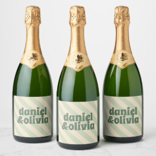 Étiquettes Pour Bouteilles De Vin Mousseux Mariage Boho Super coloré rétro