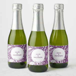 Étiquettes Pour Bouteilles De Vin Mousseux Mariage botanique violet moderne