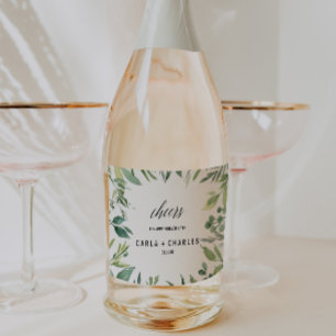 Étiquettes Pour Bouteilles De Vin Mousseux Mariage de feuillage végétal moderne