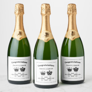 Étiquettes Pour Bouteilles De Vin Mousseux Mariage De Jeu King And Queen Chess Board