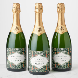 Étiquettes Pour Bouteilles De Vin Mousseux Mariage de Morris Floral Garden