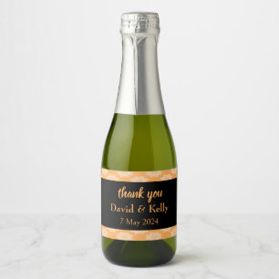 Étiquettes Pour Bouteilles De Vin Mousseux Mariage de pêche blanc damassé