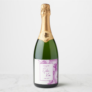 Étiquettes Pour Bouteilles De Vin Mousseux Mariage de prune et d'orchidées blanches
