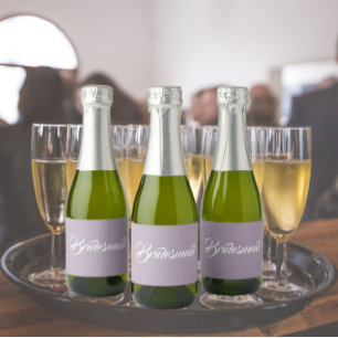 Étiquettes Pour Bouteilles De Vin Mousseux Mariage de script stylisé Mauve