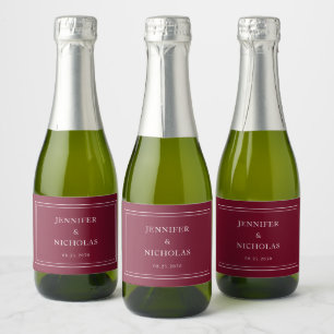 Étiquettes Pour Bouteilles De Vin Mousseux Mariage élégant typographie Bourgogne