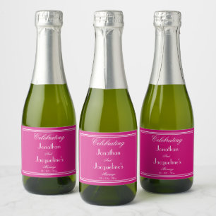 Étiquettes Pour Bouteilles De Vin Mousseux Mariage Faveurs Chic Script Noms Magenta Mini