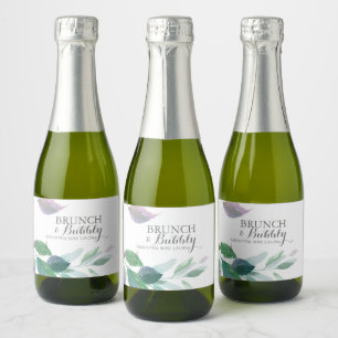 Étiquettes Pour Bouteilles De Vin Mousseux Mariage Feuille aquarelle