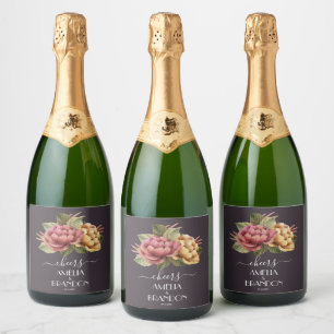 Étiquettes Pour Bouteilles De Vin Mousseux Mariage floral spectaculaire