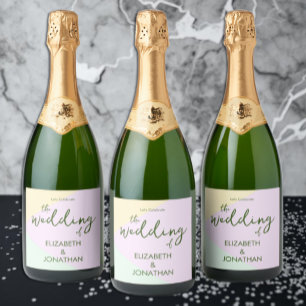 Étiquettes Pour Bouteilles De Vin Mousseux Mariage Géométrique Pastel Atténué