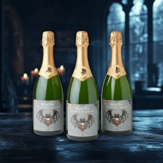 Étiquettes Pour Bouteilles De Vin Mousseux Mariage gothique Chat Étiquettes de vin