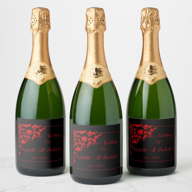 Étiquettes Pour Bouteilles De Vin Mousseux Mariage gothique foncé (Bouteilles)