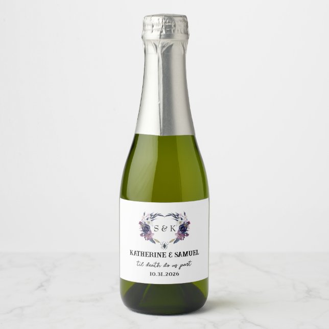 Étiquettes Pour Bouteilles De Vin Mousseux Mariage Halloween (Devant)