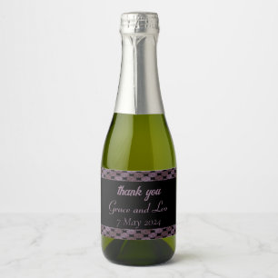 Étiquettes Pour Bouteilles De Vin Mousseux Mariage noir pourpre fleuri damassé