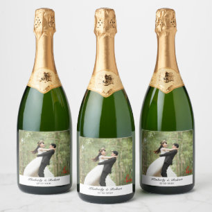 Étiquettes Pour Bouteilles De Vin Mousseux Mariage photo d'amour personnalisé
